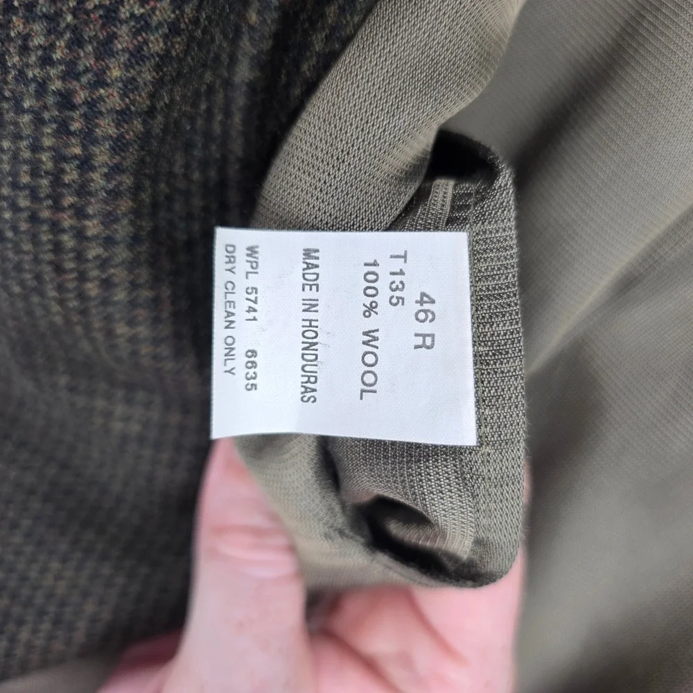 Oscar de la Renta Mens 46R Brown Wool Houndstooth Blazer Sport Coat T135