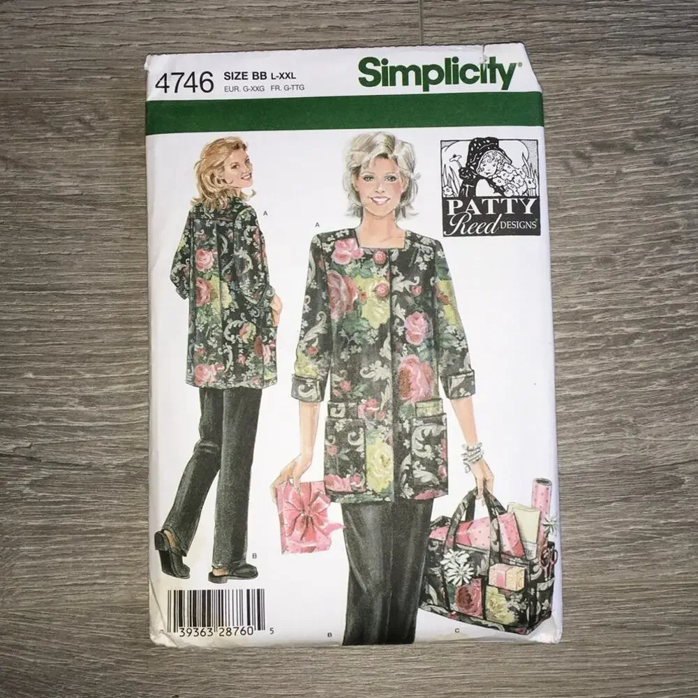 Simplicity Sewing Pattern 4746 Hobby Jacket Coat Pant Bag L-XXL UNCUT Patty Reed