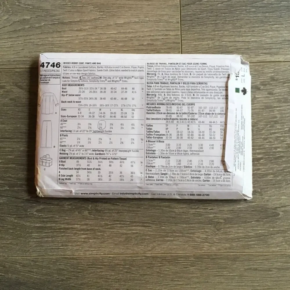 Simplicity sewing pattern