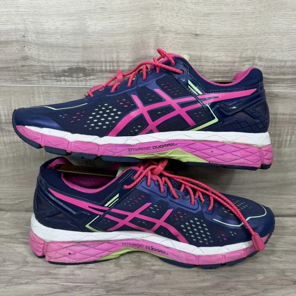 ASICS GEL-Kayano 22 Navy Pink Athletic Sneakers Knit Womens 10 T598N