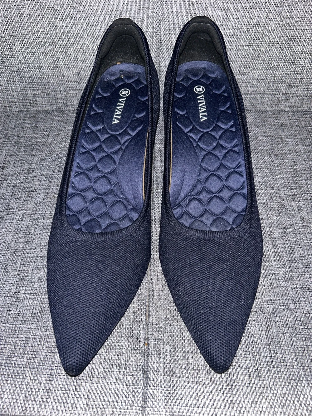 NEW - VIVAIA Women's Navy Pointed-Toe Stress Free Wedge Heel