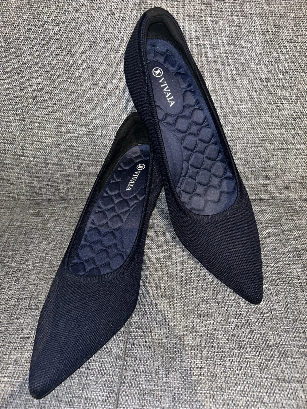 NEW - VIVAIA Women's Navy Pointed-Toe Stress Free Wedge Heel