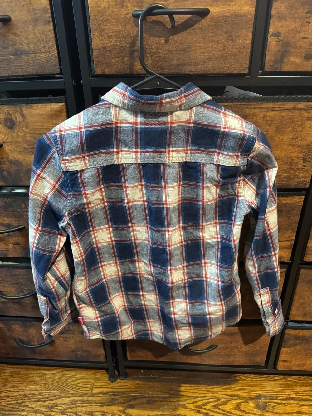 Wrangler Red, Blue & White Plaid Button-Down Shirt