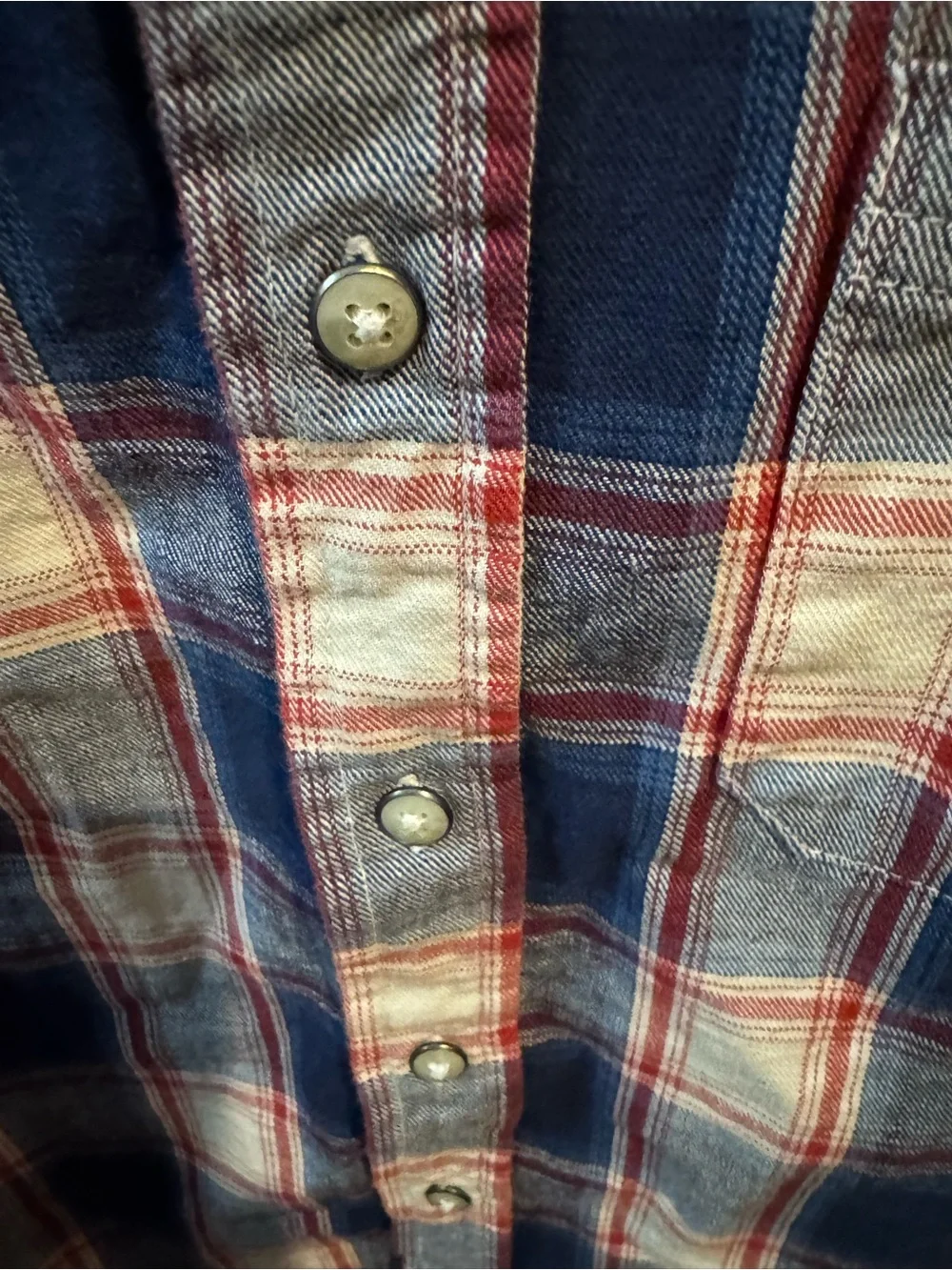 Wrangler Red, Blue & White Plaid Button-Down Shirt