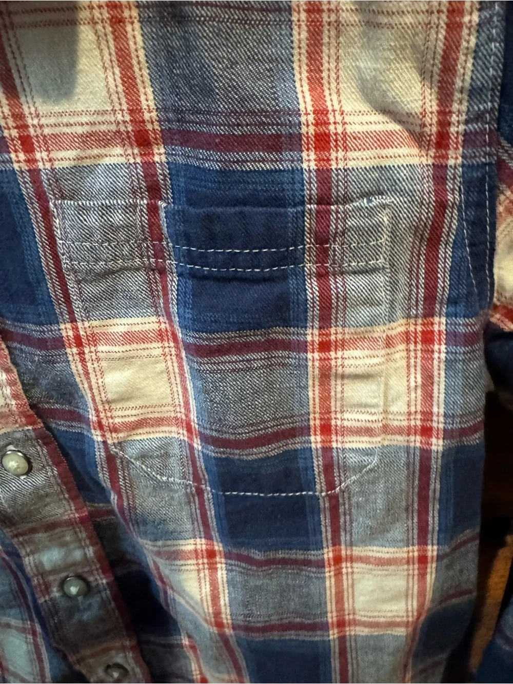 Wrangler Red, Blue & White Plaid Button-Down Shirt