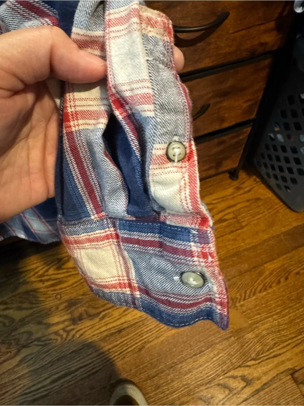 Wrangler Red, Blue & White Plaid Button-Down Shirt