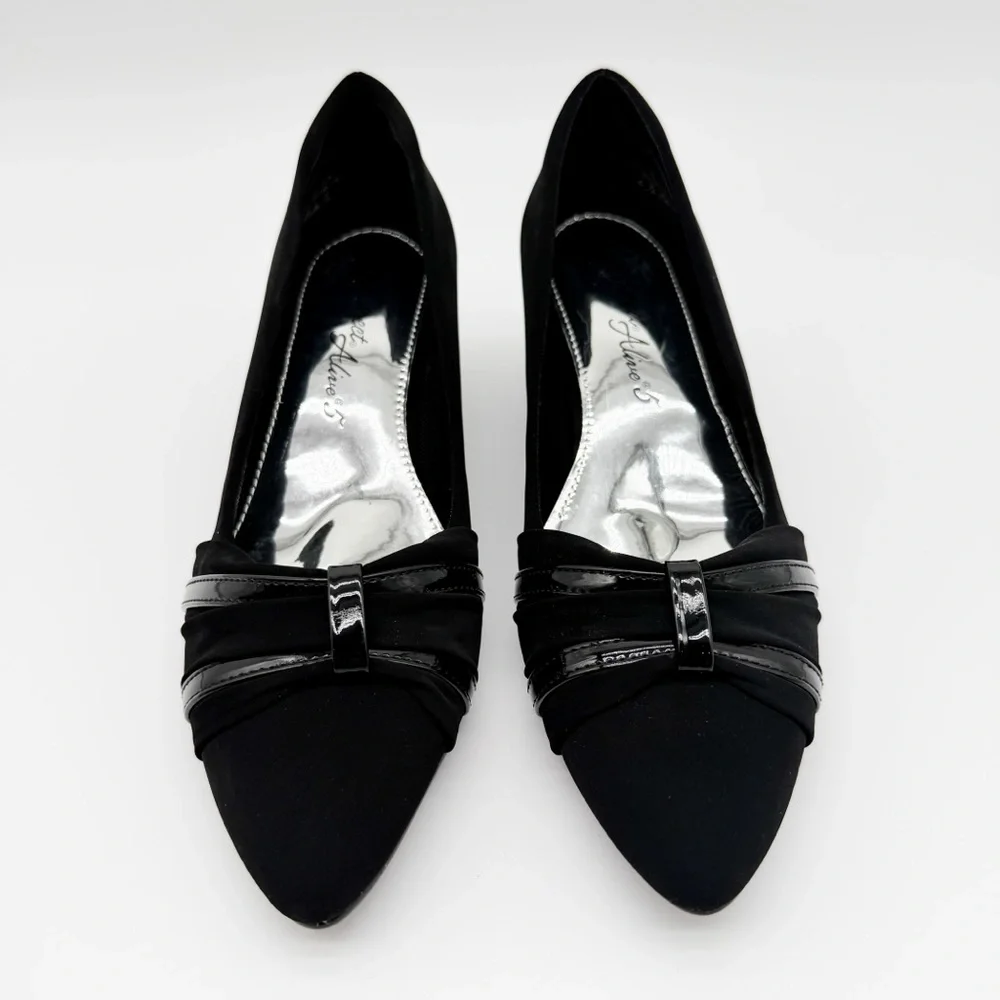 Easy Street Millie Block Heel Dress Pumps Lamy Patent Black 7.5 Narrow NEW