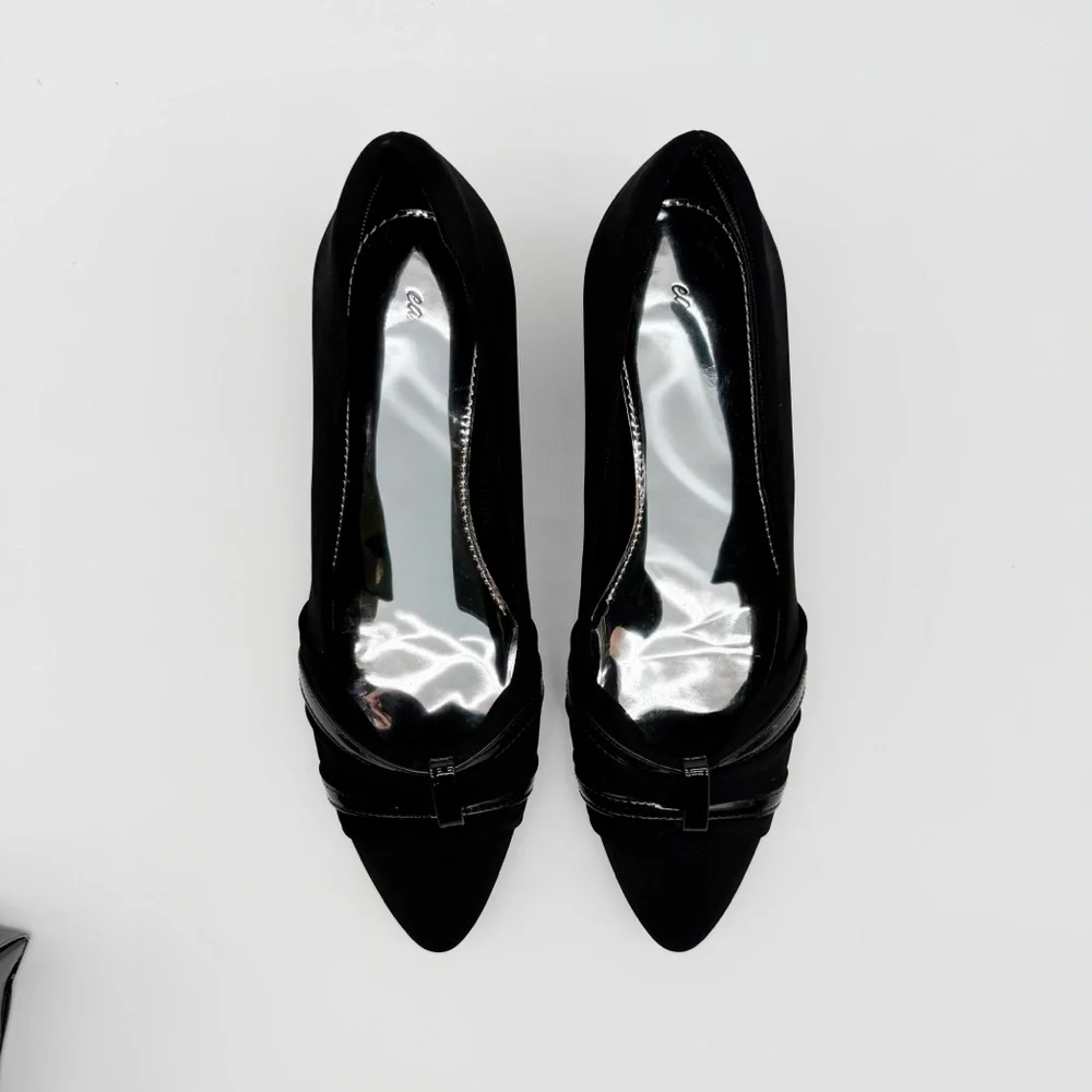 Easy Street Millie Block Heel Dress Pumps Lamy Patent Black 7.5 Narrow NEW