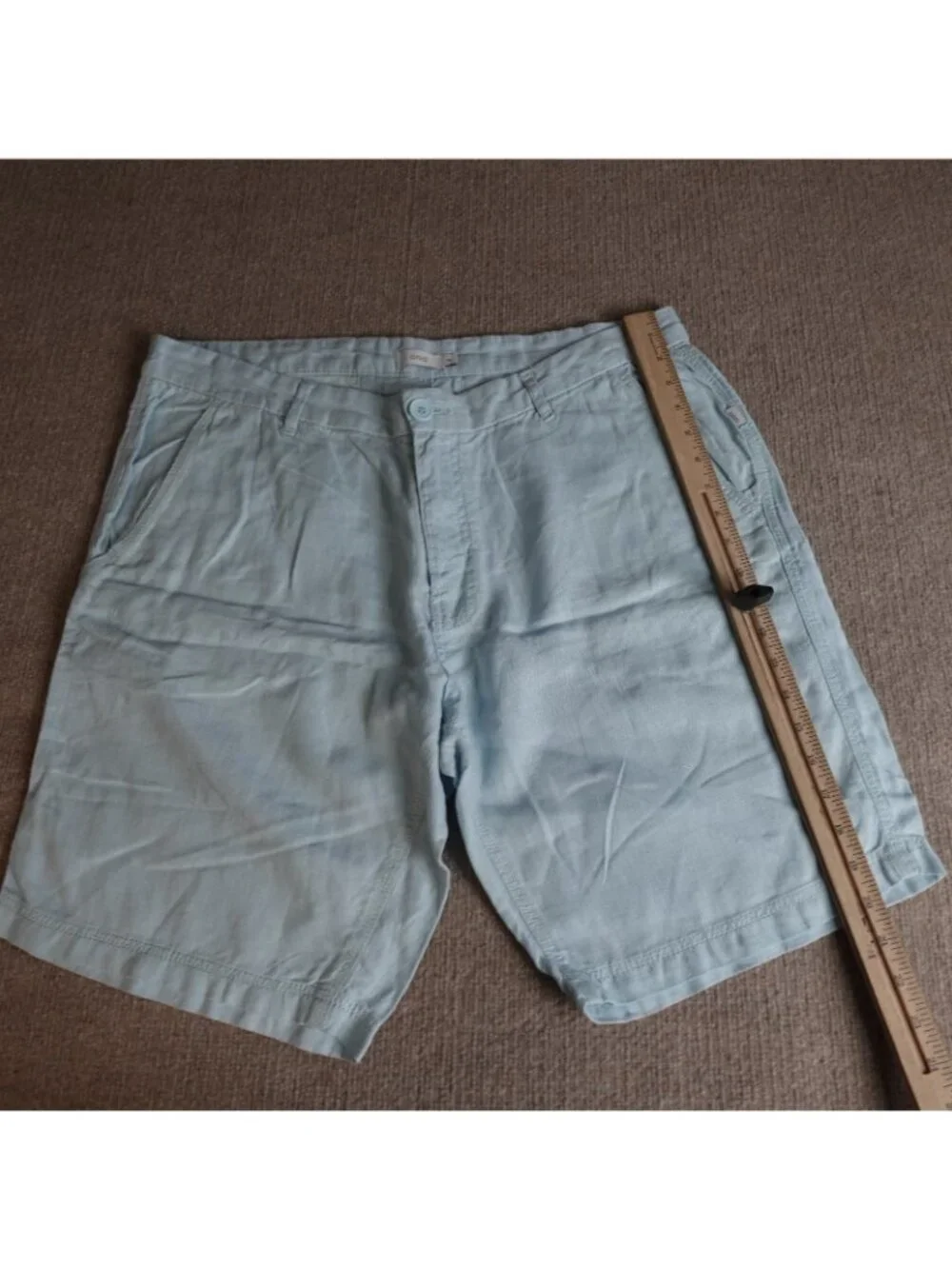 Onia Mens Shorts 38 Blue Solid 100% Linen Zip Fly 9.5