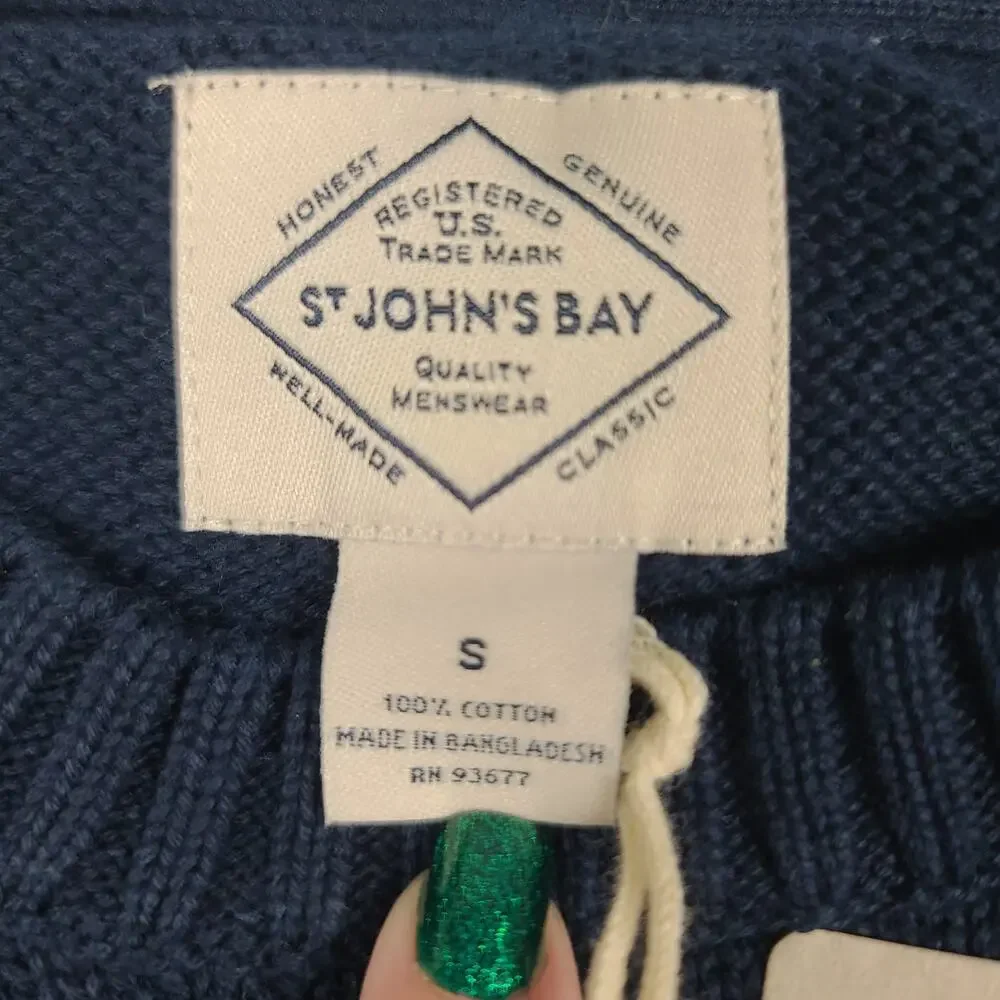 Fisherman Nautical St Johns Bay blue men's sweater size S Minimalist