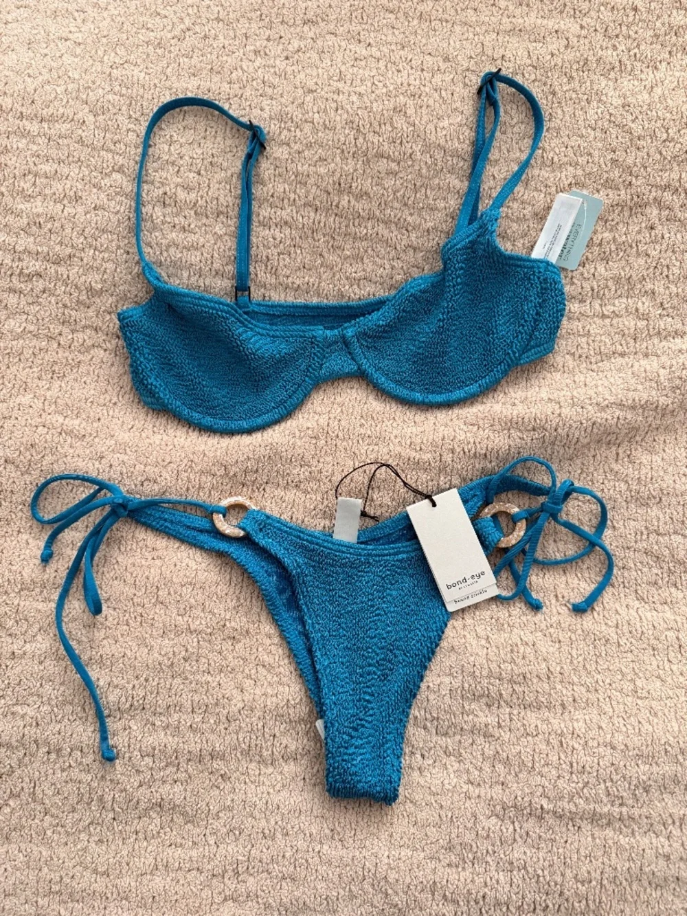 NWT Bond-Eye Australia Blue Crinkle Bikini Set One Size