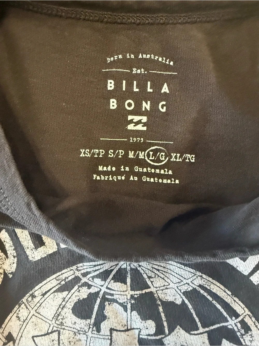Girls/kids Billabong Black Graphic 'World Tour' crop tee