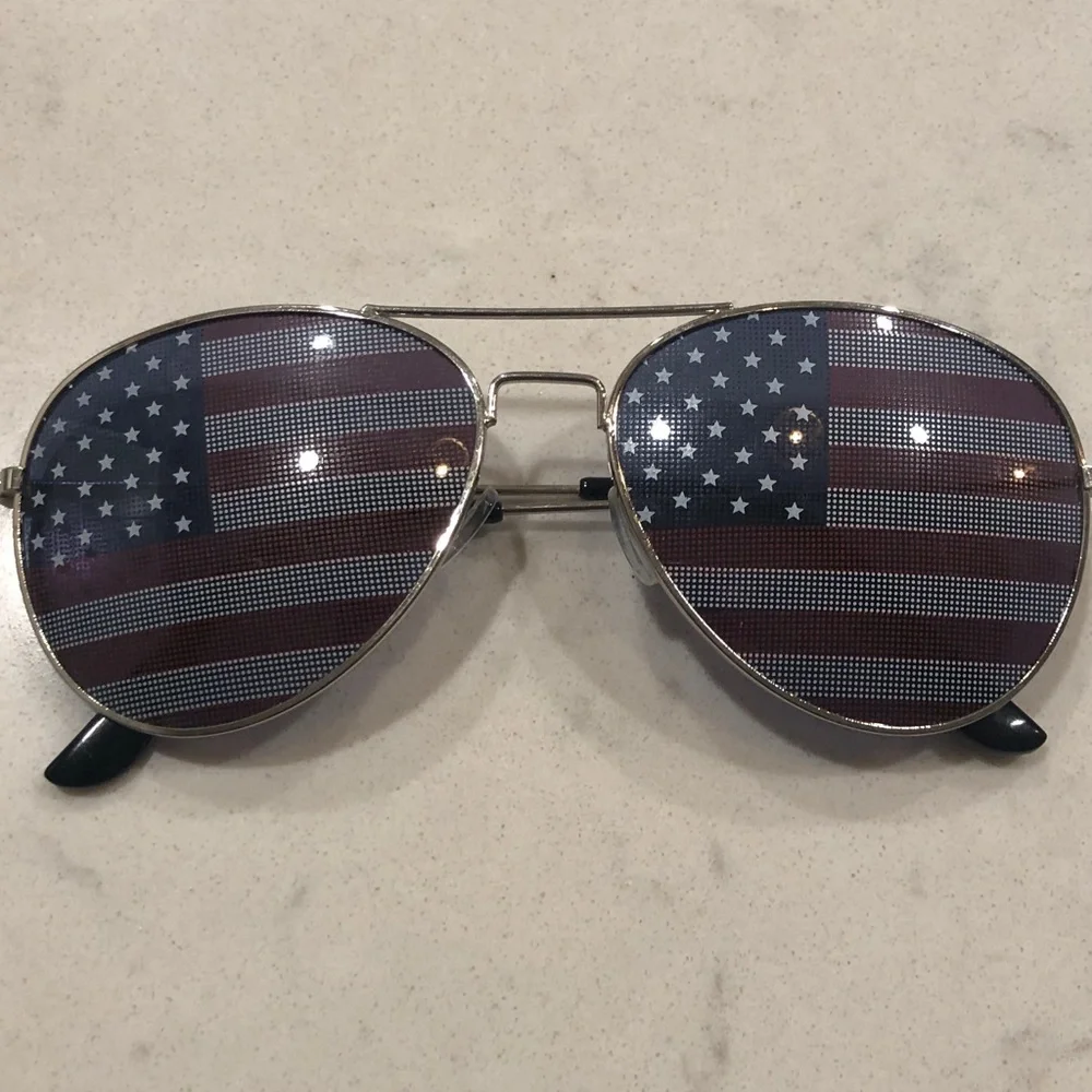 Aviator Sunglasses with American Flag Lenses