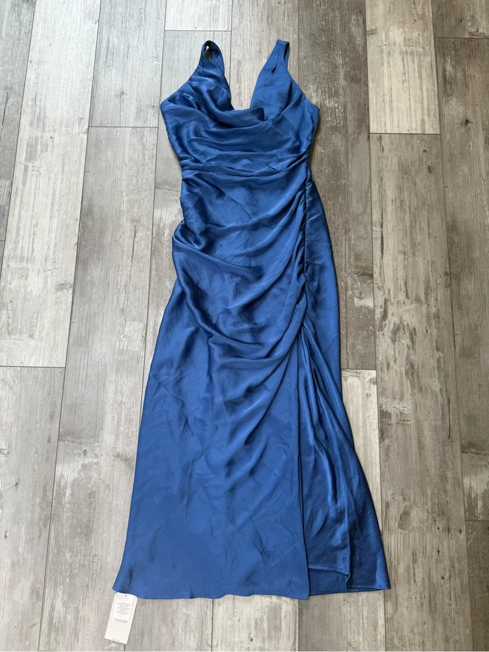 NWT Abercrombie & Fitch Blue Satin Cowl Neck Maxi Dress Small Formal Wedding