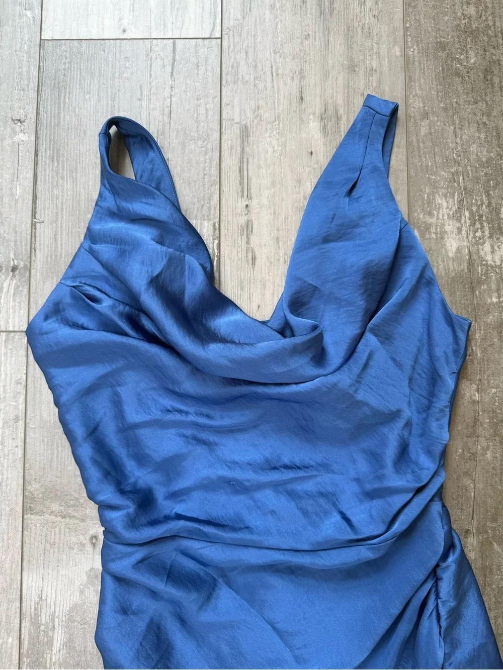 NWT Abercrombie & Fitch Blue Satin Cowl Neck Maxi Dress Small Formal Wedding