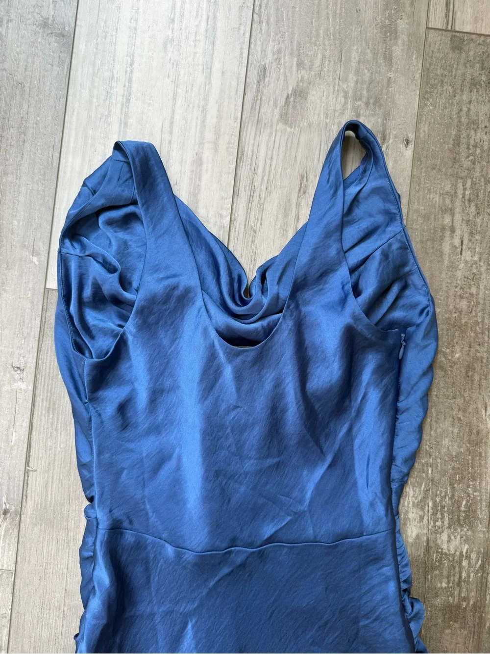 NWT Abercrombie & Fitch Blue Satin Cowl Neck Maxi Dress Small Formal Wedding