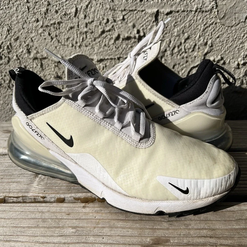 Nike Shoe Men Size 10 Air Max 270 Golf Sneakers White Low White