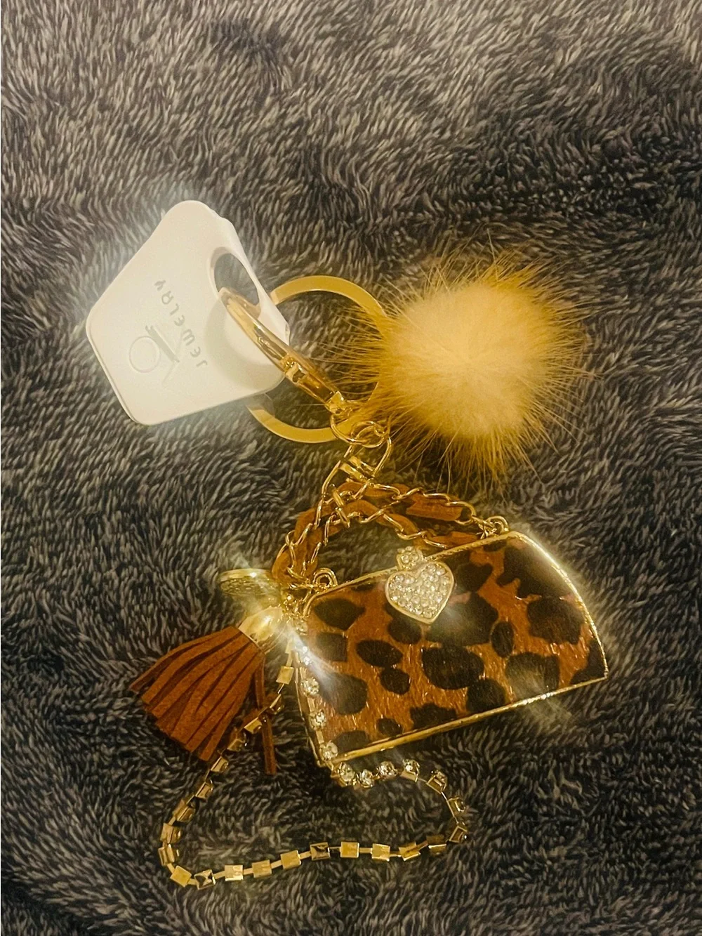 Leopard Print Mini Charm Bag with Gold Accents