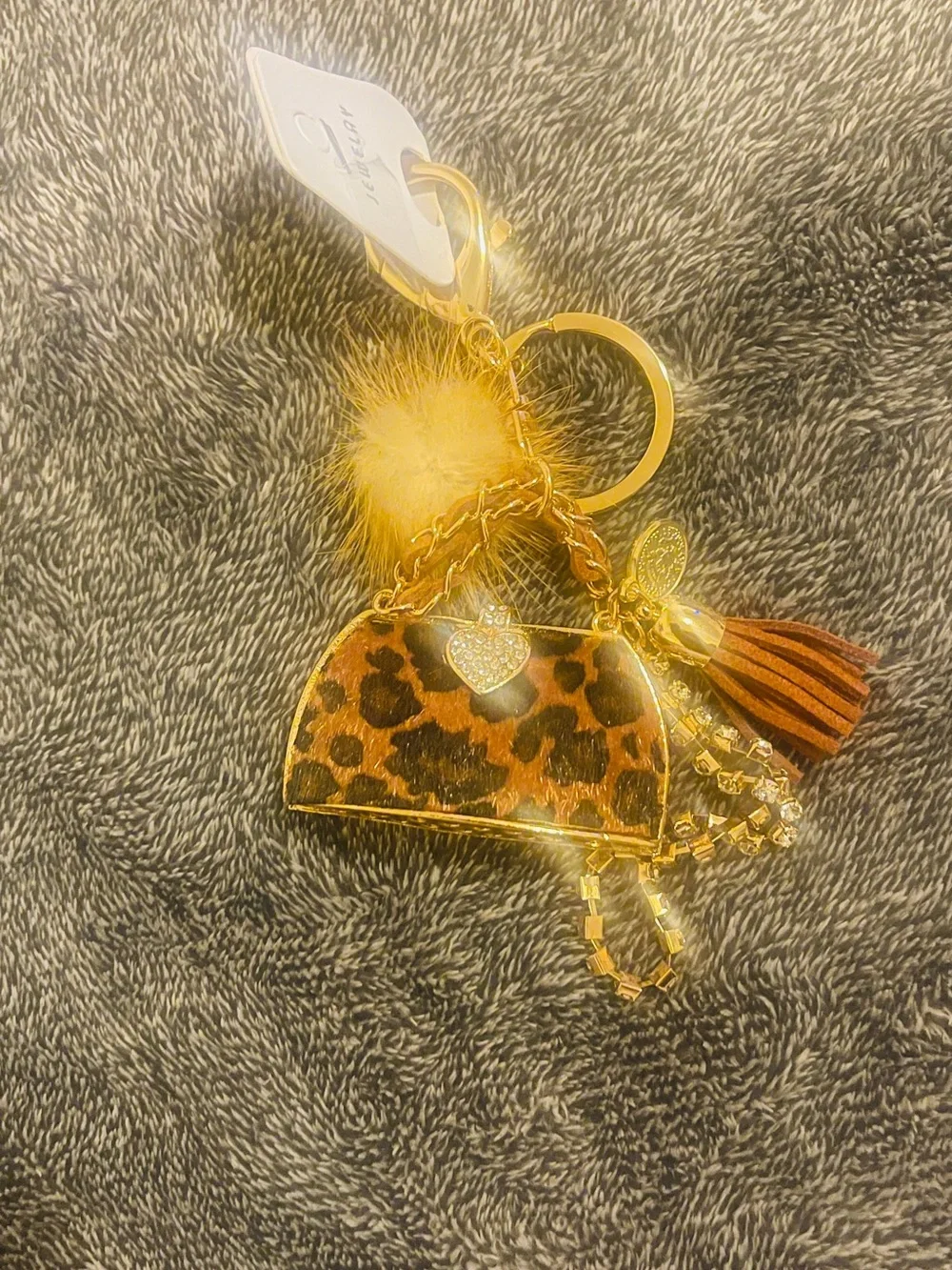 Leopard Print Mini Charm Bag with Gold Accents