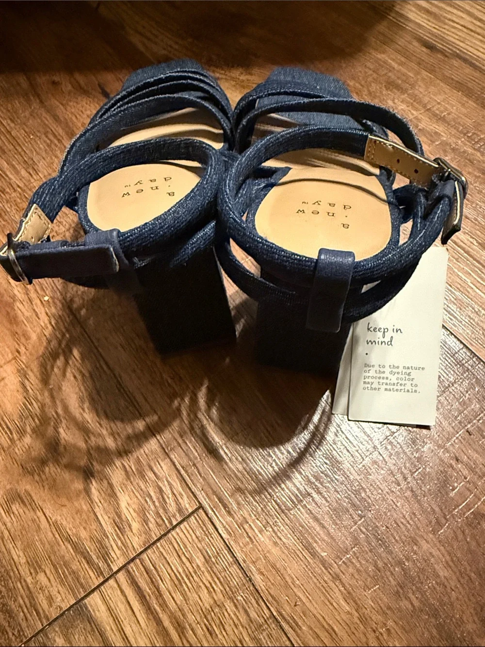 a new day Dark Blue Denim Block Heel Sandals