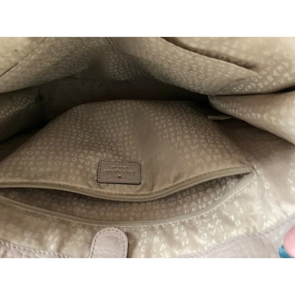 Kate Spade Taupe Leather Lynne Perri Lane Bubbles Tote Handbag