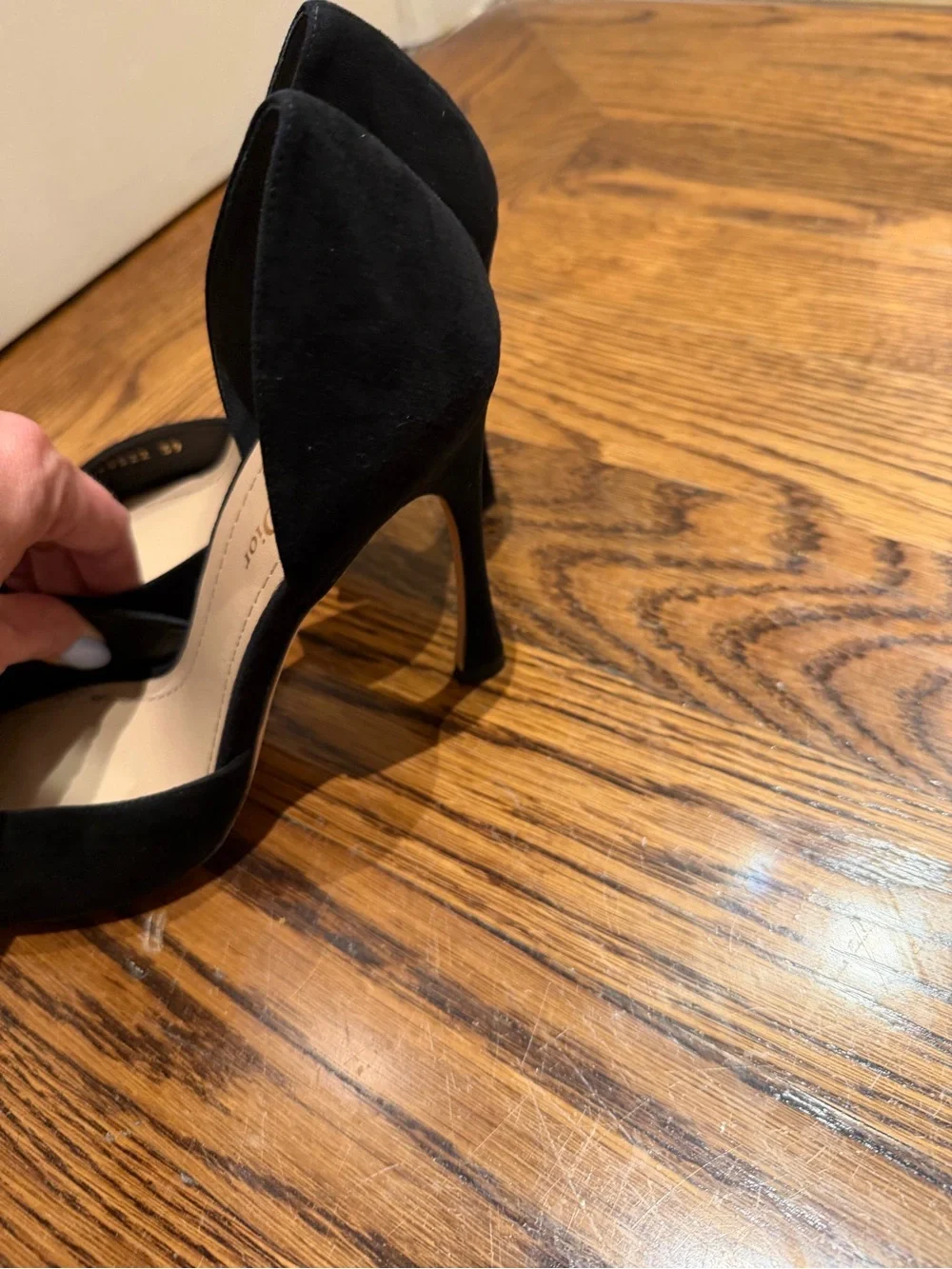 Dior Black Satin D’Orsay Pumps with Crystal Buckle