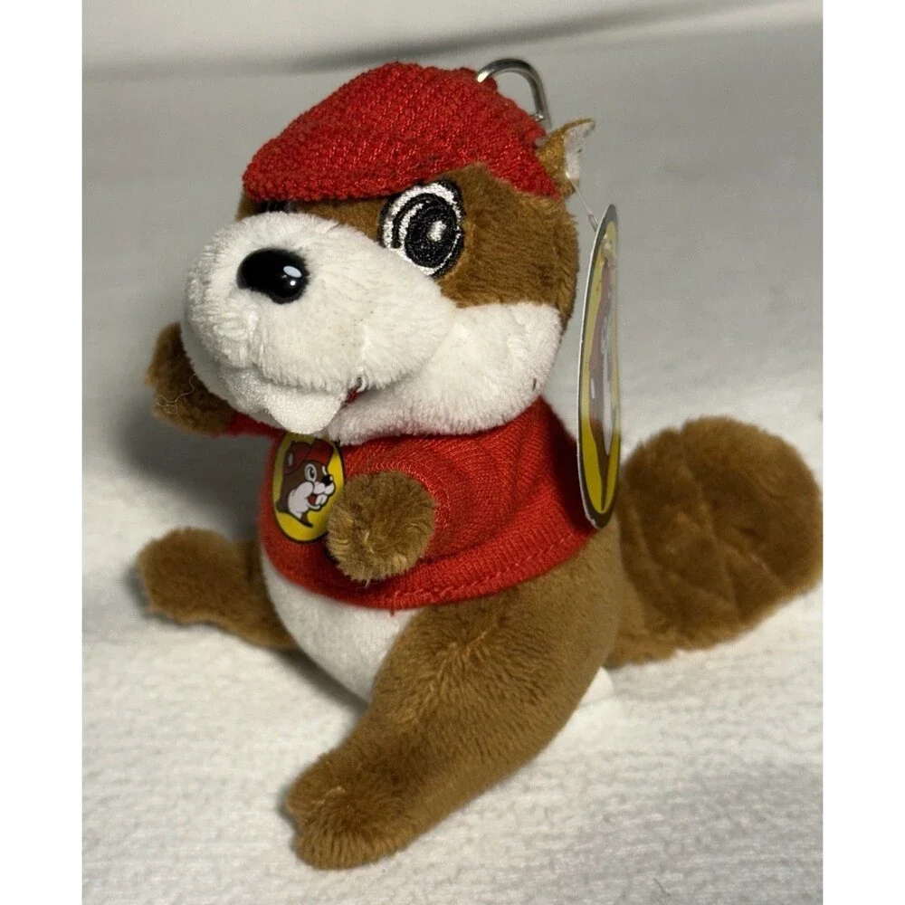 Buc-ee’s Beaver Plush Keychain Trigger Clip, Brown/Red/White Advertising