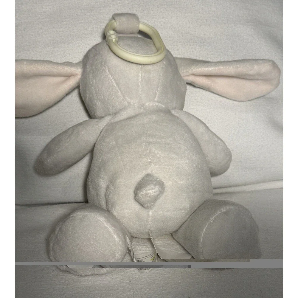 Kellytoy Gray & White Bear Plush Baby Toy with Clip, 0-6 Months