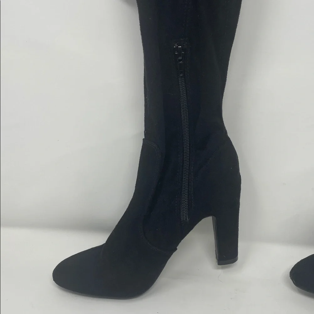 Unisa Over The Knee Black Heeled Faux Suede Boots Size 6 Like New Condition