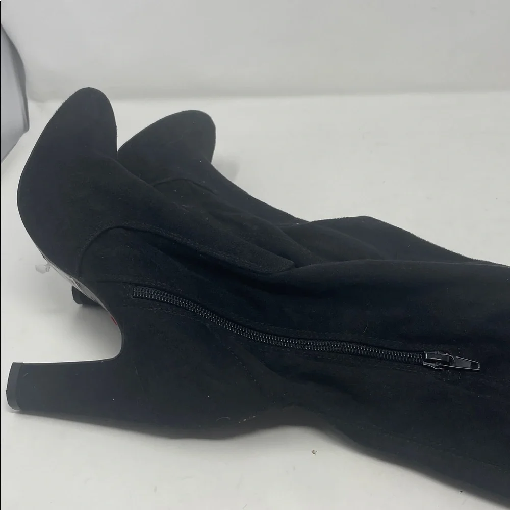 Unisa Over The Knee Black Heeled Faux Suede Boots Size 6 Like New Condition