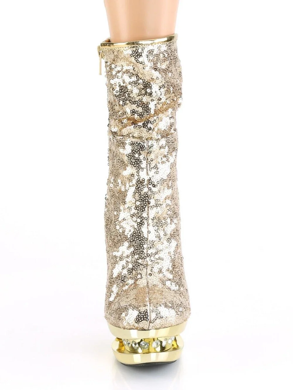 Gold Sequin Women’s High Heel Boot