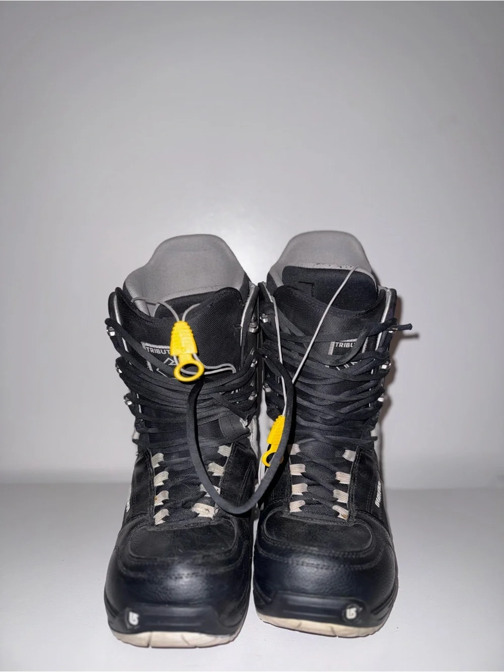 Burton Black Snowboard Boots with Yellow Pull Loops