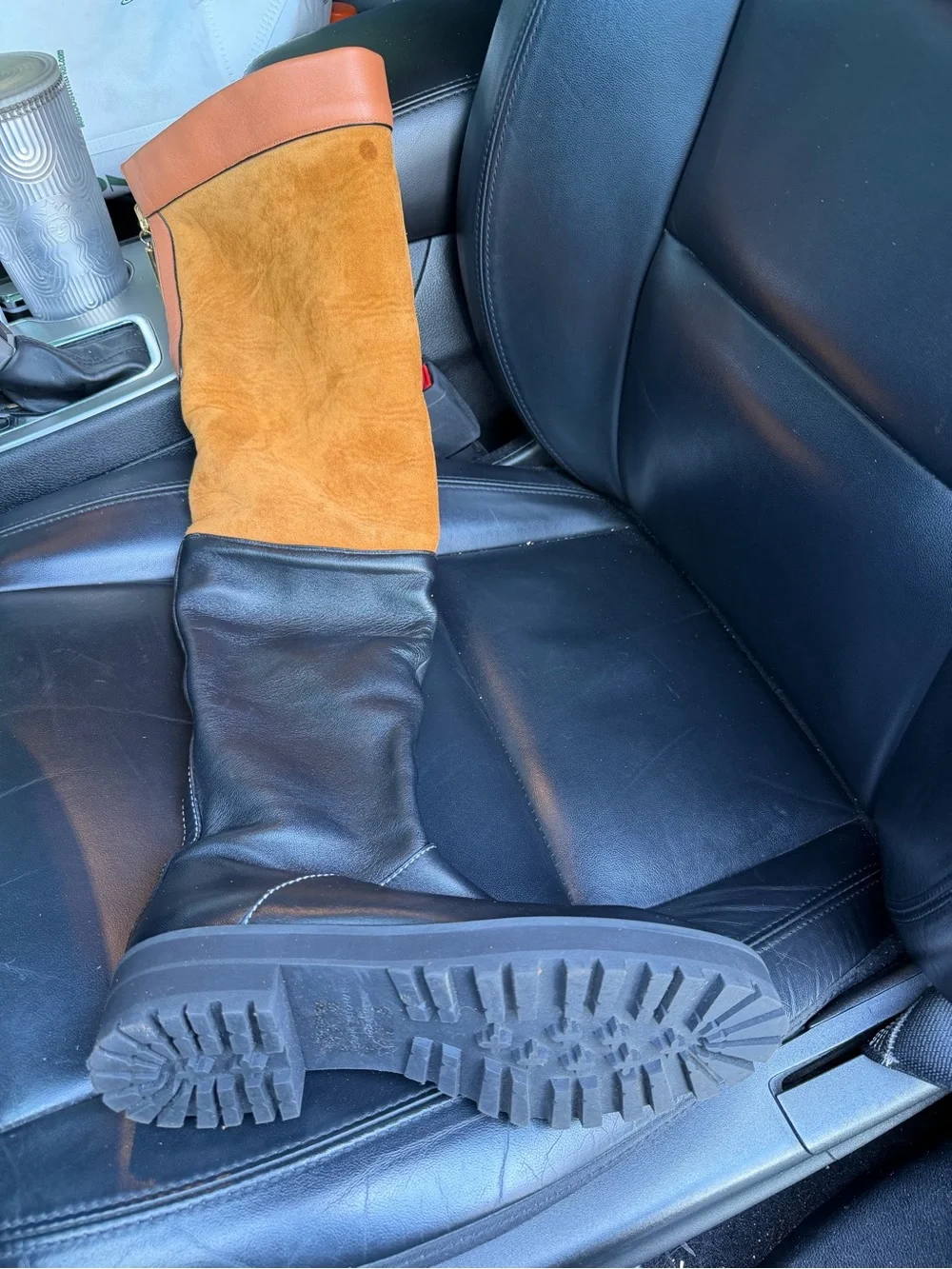 Stuart Weitzman Black Lug Sole Boot