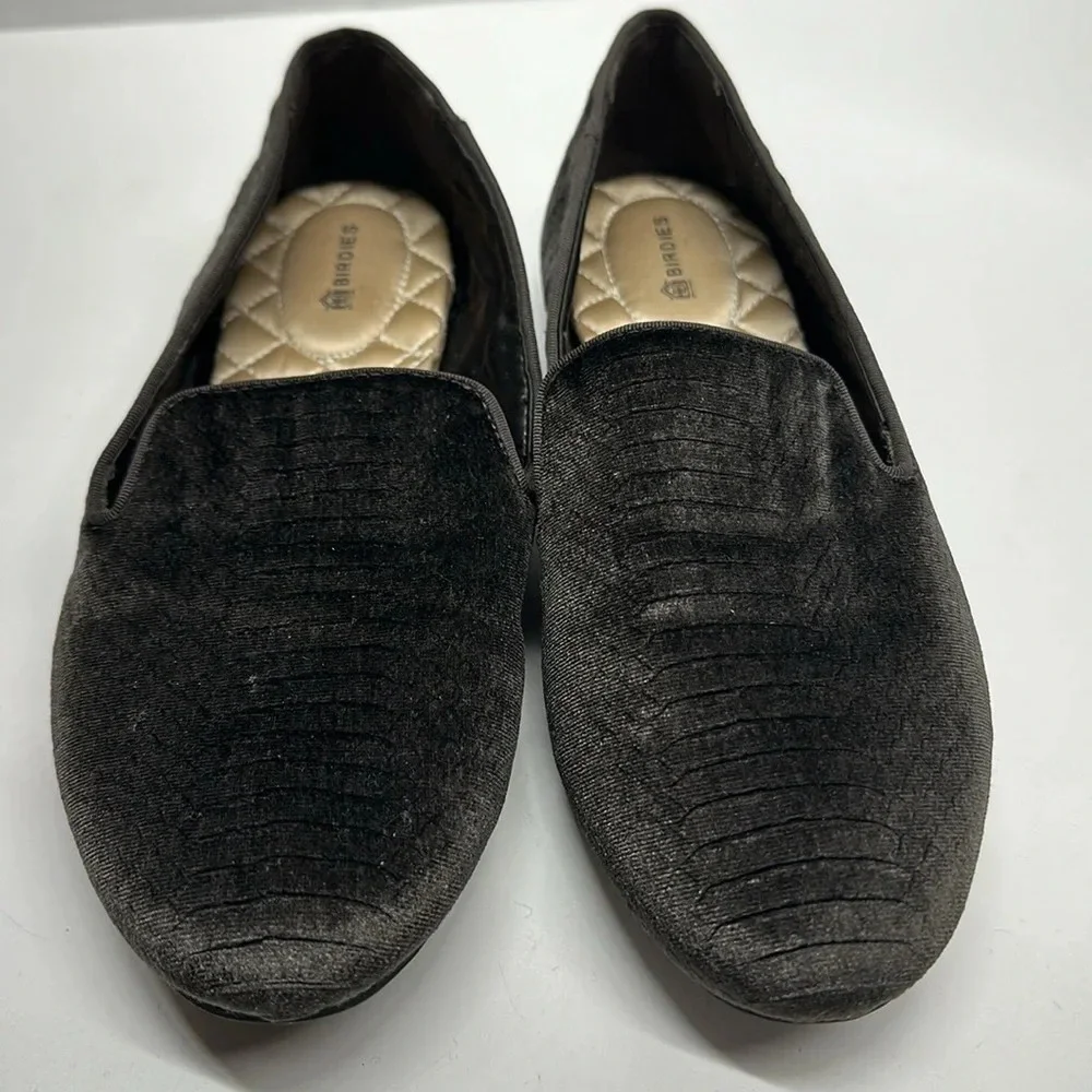 Birdies The Starling Loafers Slip On Shoes Python Snake Velvet Dark Gray Size 8