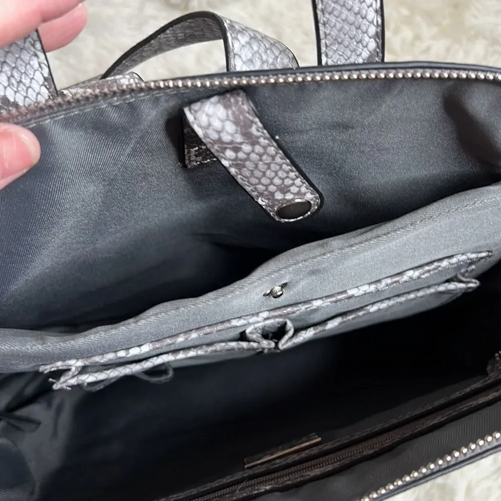 Alfani Krissie Snakeskin Backpack Grey Faux Leather