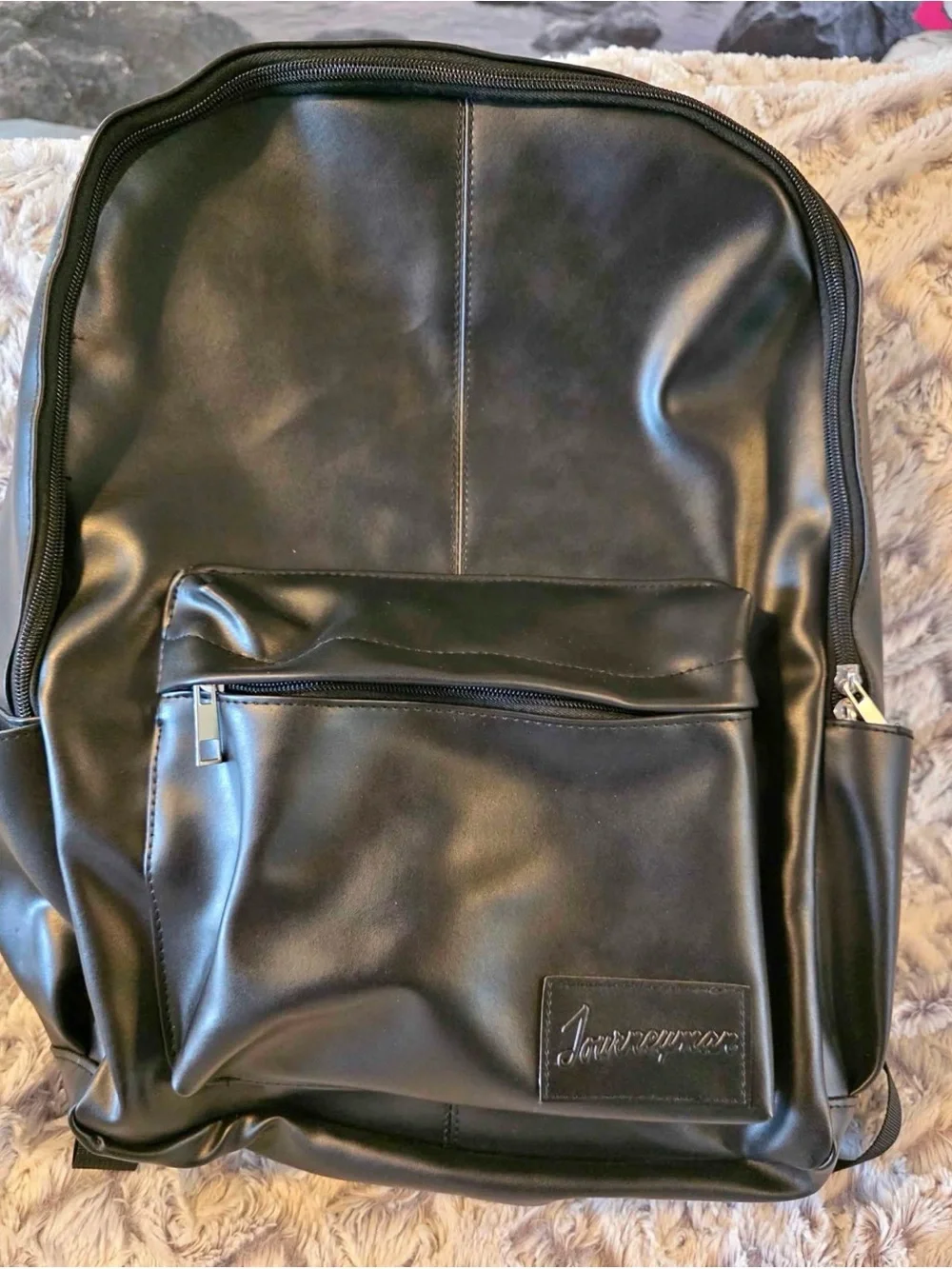 Black Leather Backpack - Sleek Women's Backpack
