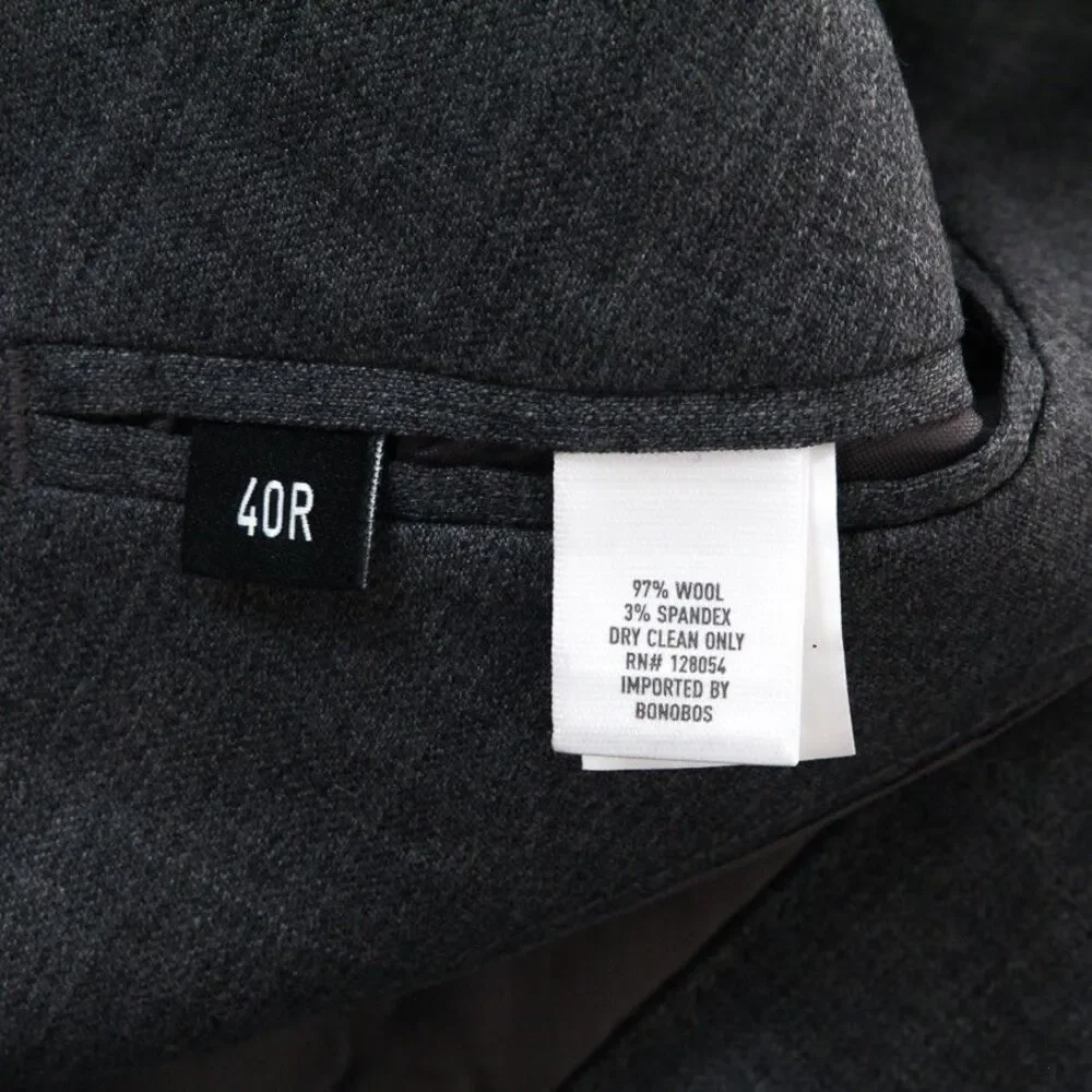 Bonobos Athletic Fit Gray Wool Mens 40R Two Button Sport Coat Blazer Jacket