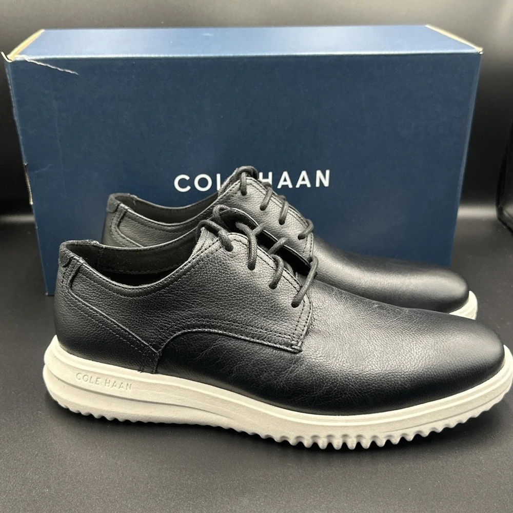 Cole Haan Grand+ Plus Plain Toe Oxford Black Leather Shoes C36934 Men's Sz 8.5 M
