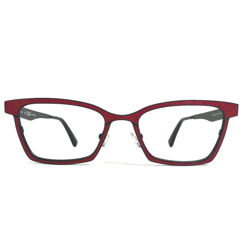 OGI Eyeglasses Frames 4306/1754 Black Red Square Full Rim 51-20-145