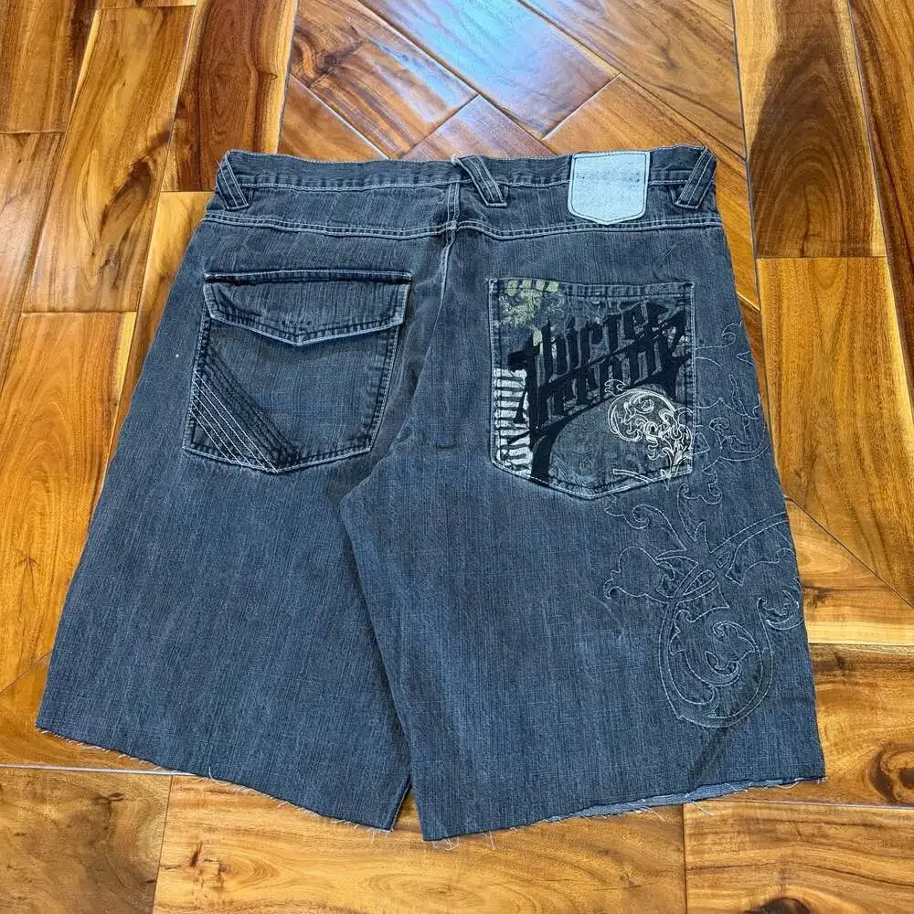 Mecca Vintage Y2K Baggy Embroidered Dark Wash Denim Jorts Jessie Pinkman Skater