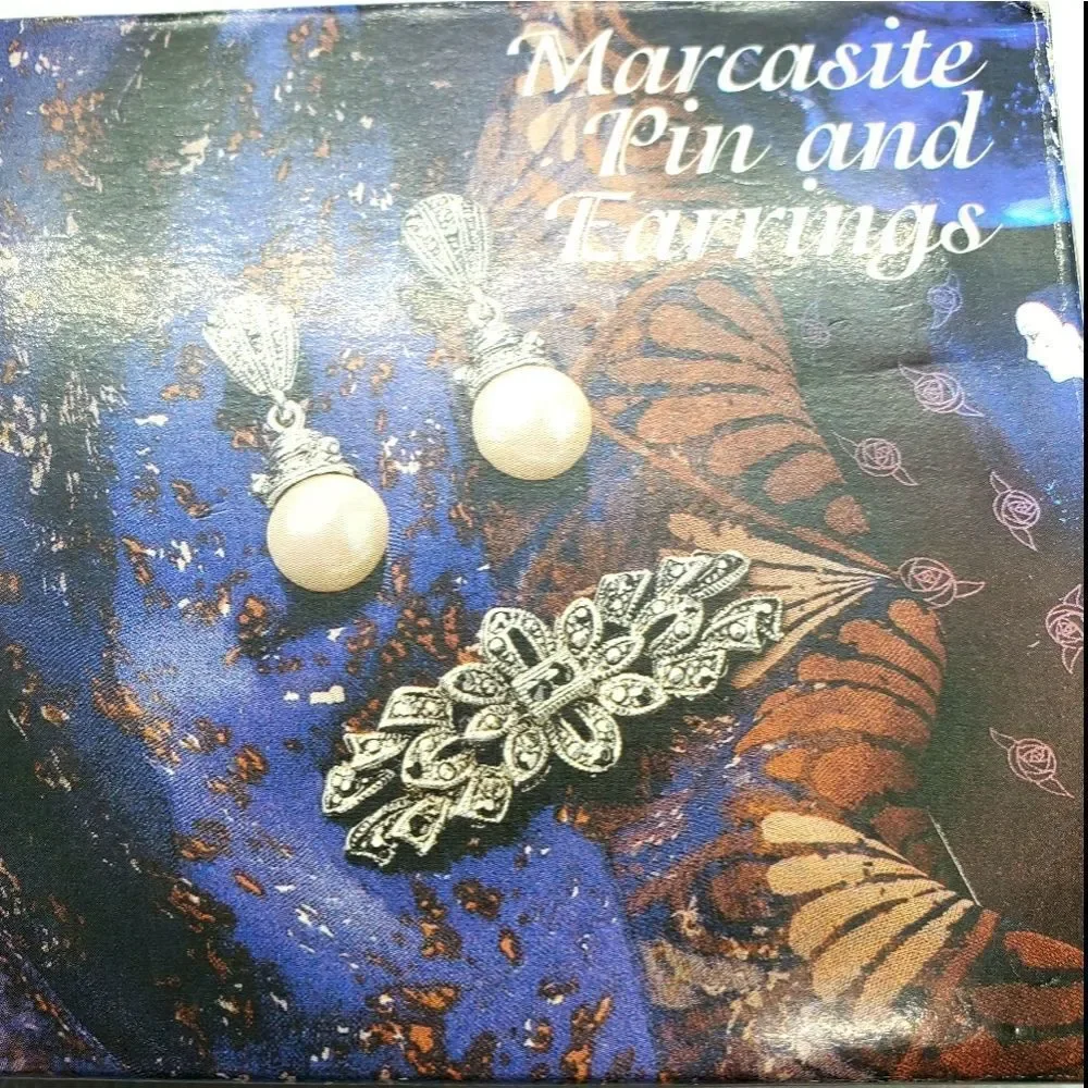 Marcasite Pin & Earrings
