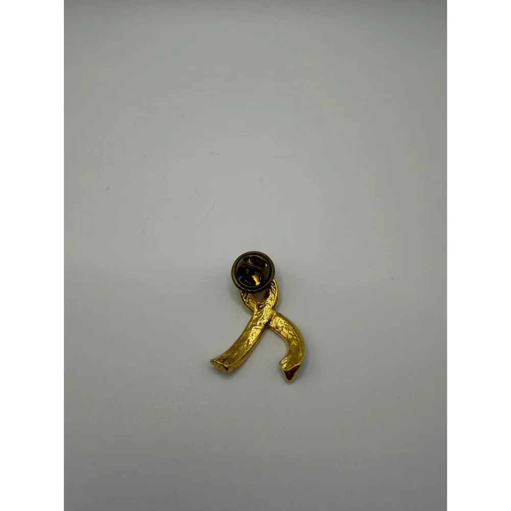 Blue Awareness Ribbon Pin Gold Tone Enamel Lapel Hat Pin Support Accessory