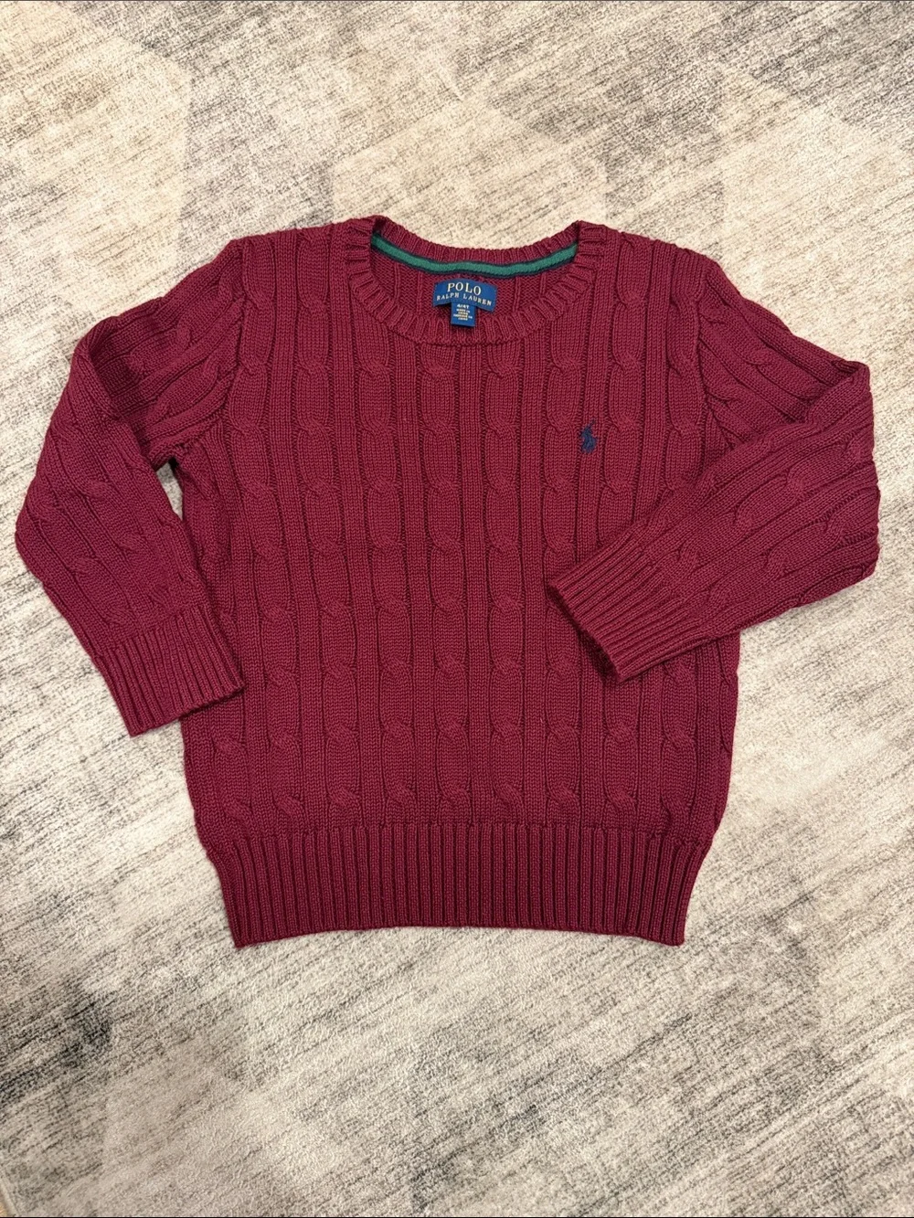 Polo by Ralph Lauren Crewneck Cable Knit Sweater - Wine