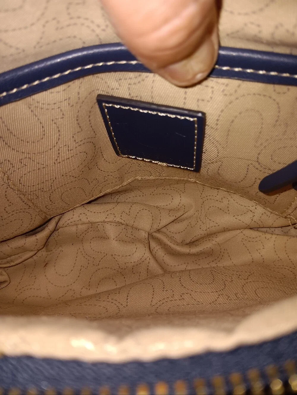 True Religion Navy Blue Quilted Logo Mini Hobo Bag