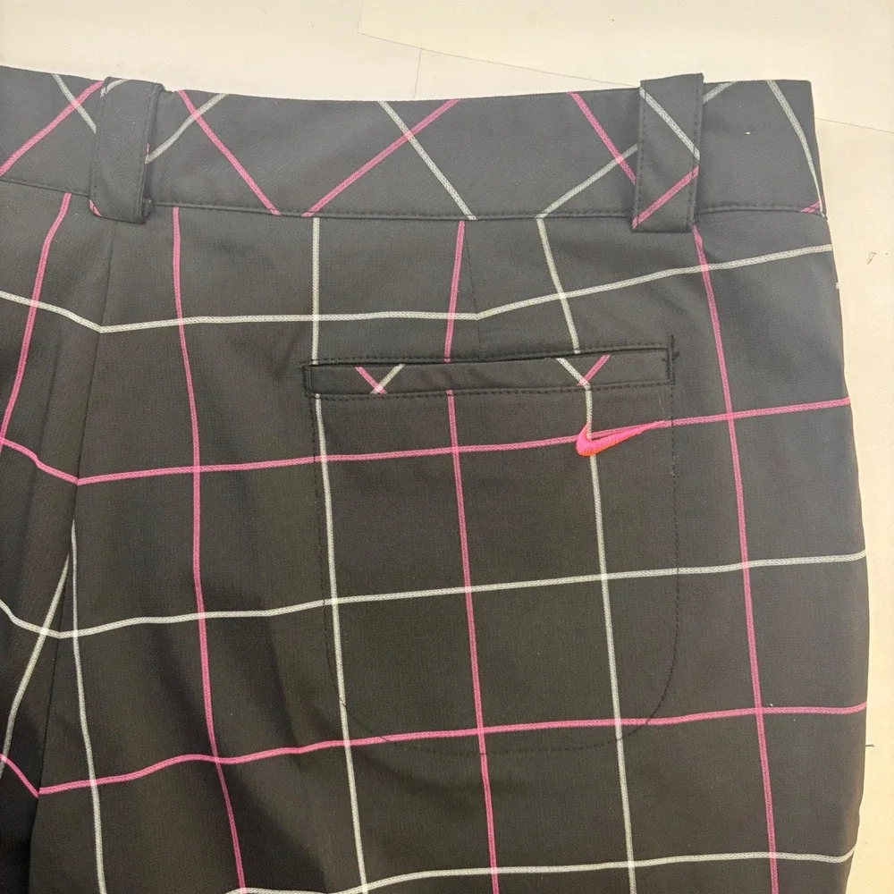 Nike Golf Tour Performance Dri-FIT Navy Pink Plaid Pants Womens 14 Windowpane