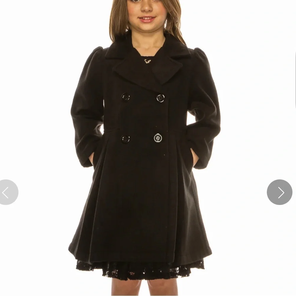Classic Black Kids Peacoat Size 6