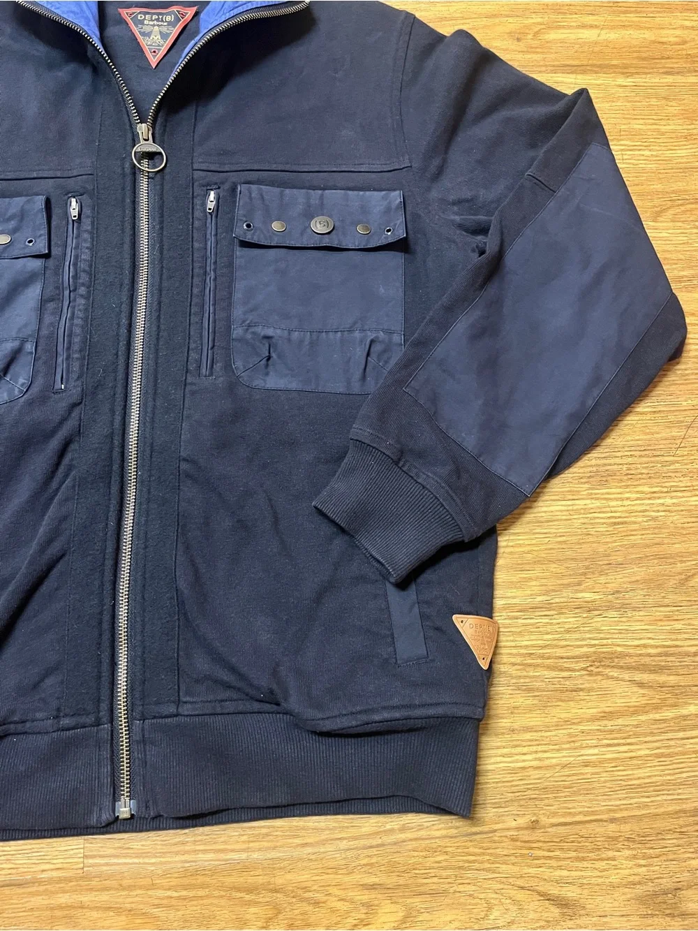 Rare Barbour Dept B Cotton Wool Full Zip Hooded Field Jacket Navy Utility Bomber