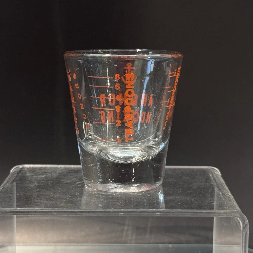 Anchor Hocking Measuring Shot Glass 2oz‎ Red Lettering Kitchen Tool Gadget