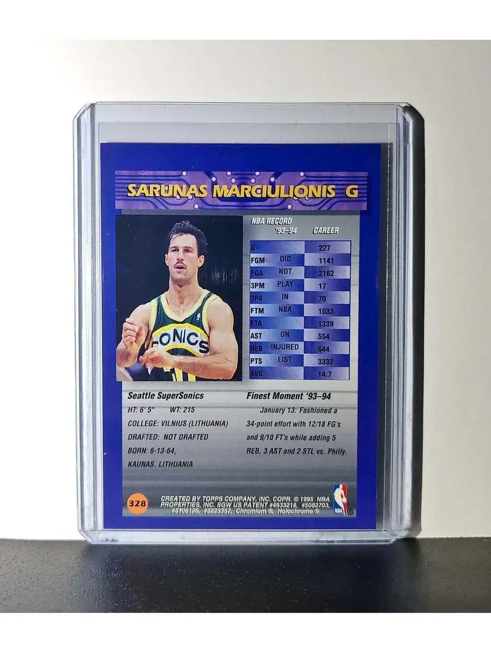 Sarunas Marciulionis 1994-95 Topps Finest #328 Card