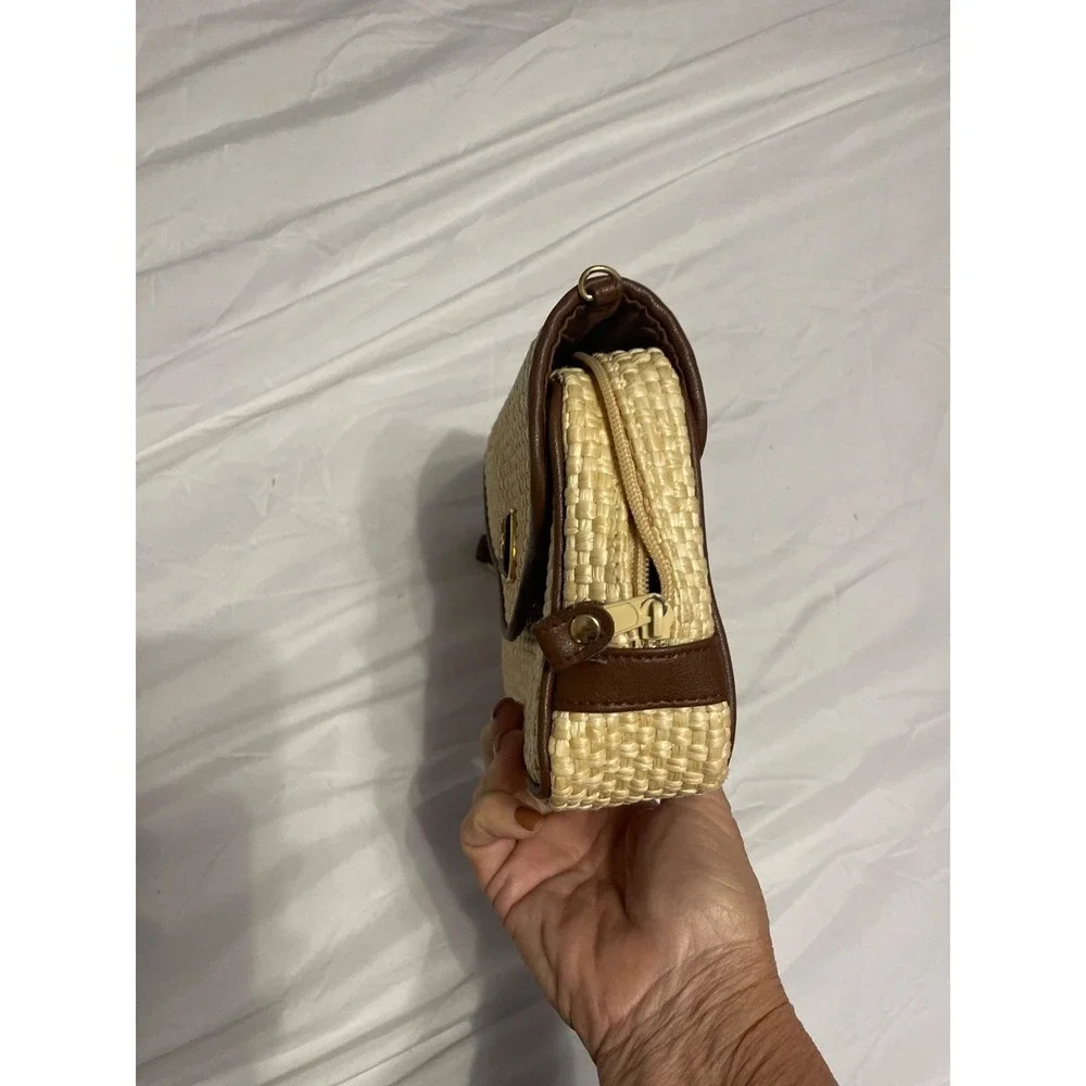 Etienne Aigner Handbag Women's Beige Woven Straw‎ Shoulder Strap Bag